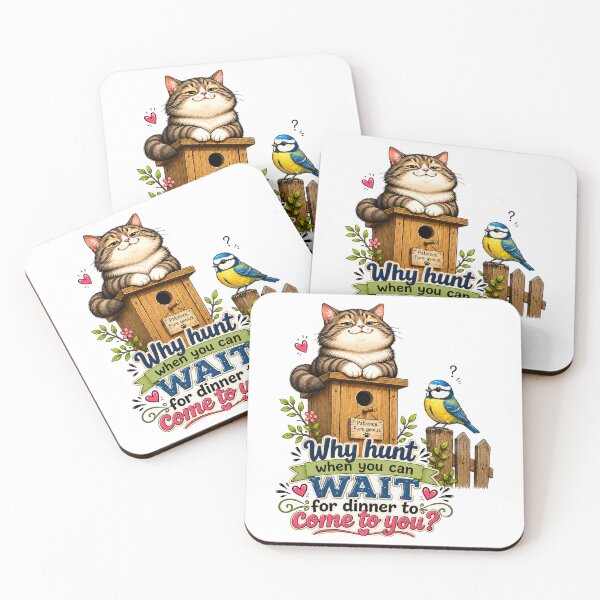 Item preview, Why Hunt When You Can Wait Funny Cat Design designed and sold by planetreynolds.