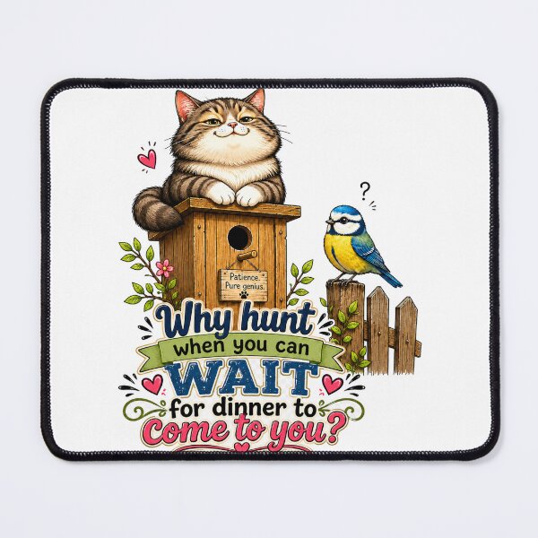 Item preview, Why Hunt When You Can Wait Funny Cat Design designed and sold by planetreynolds.