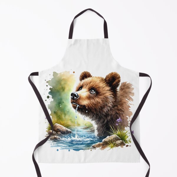 Item preview, Brown Bear Drinking from River Watercolor Graphic Design designed and sold by NCalNoveltees.