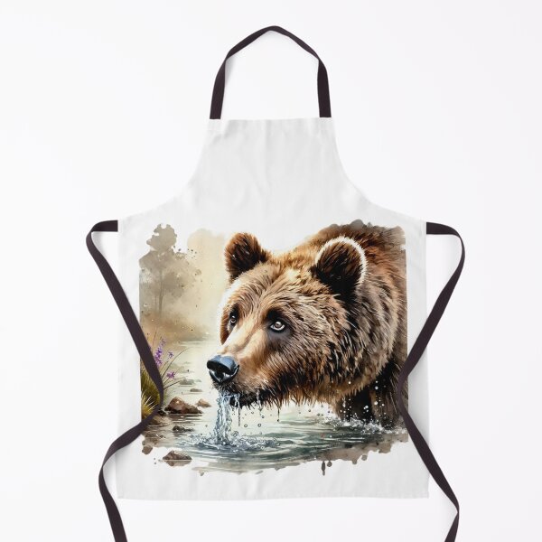 Item preview, Brown Bear Drinking from River Watercolor Graphic Design designed and sold by NCalNoveltees.