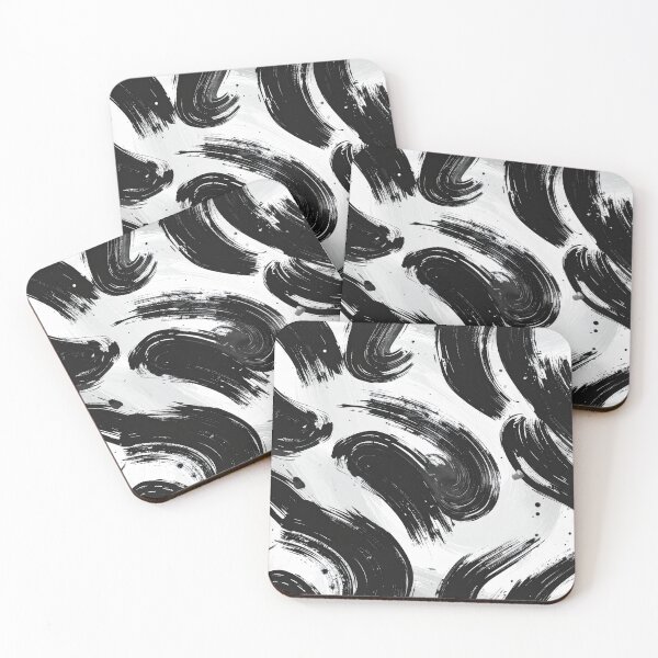 Item preview, Minimal Bold Black White Brushstroke Abstract Seamless Pattern designed and sold by Grainwork.