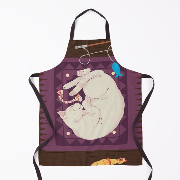 Item preview, Cozy Sleeping White Cat on Purple Rug with Toys Illustration designed and sold by samahl_l.