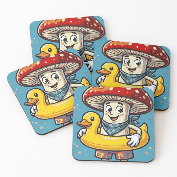 Item preview, Cute Magic Mushroom with Rubber Duck Pool Float Art designed and sold by VeloraAuraLab.