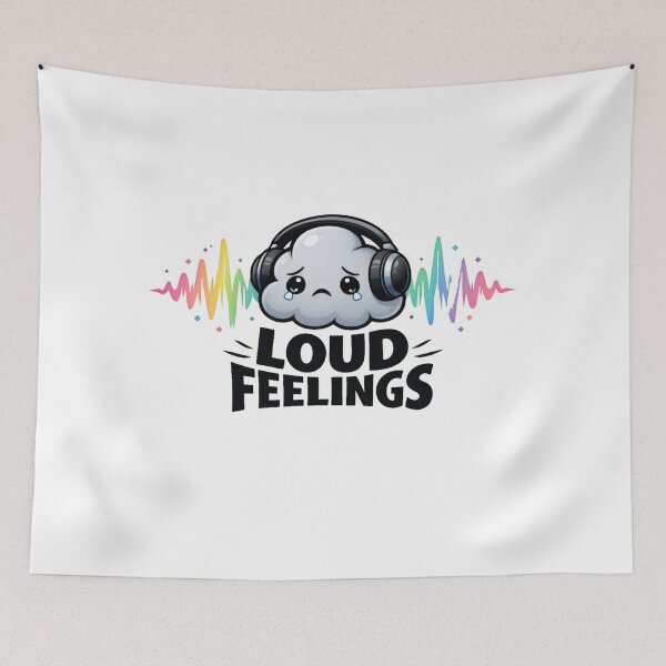 Item preview, Loud Feelings Crying Cloud Music Headphones designed and sold by AbanoubStore.