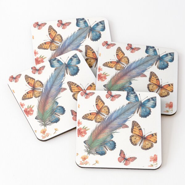 Item preview, Colorful butterflies and a bird's feather designed and sold by Julitasells.