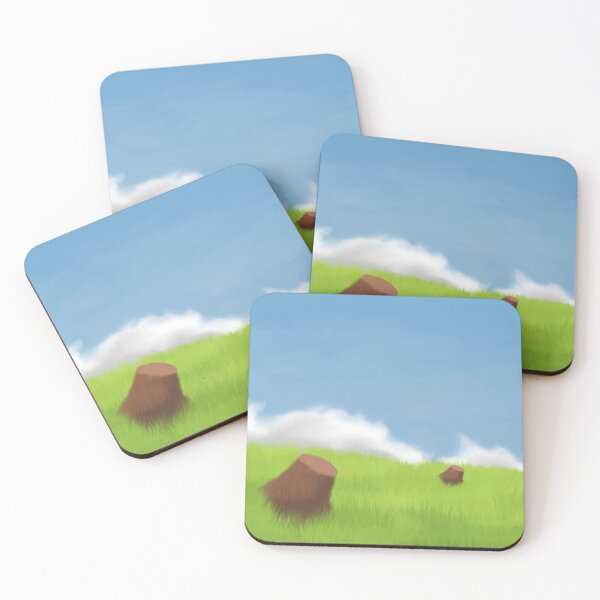 Item preview, Grassy Field with Tree Stumps - Serene Landscape Art designed and sold by EsmArtUniverse.