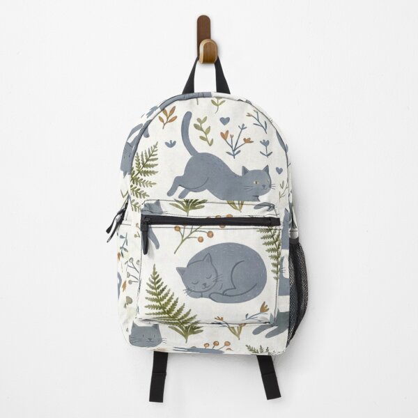 Item preview, Meow in Motion! Botanical Pattern of Gray Cats designed and sold by Opps-diseño.