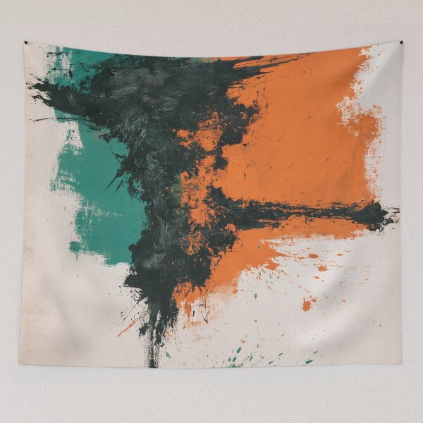 Item preview, Teal & Burnt Orange Abstract No.1 | Textured Gestural Art designed and sold by SlowRegardArt.