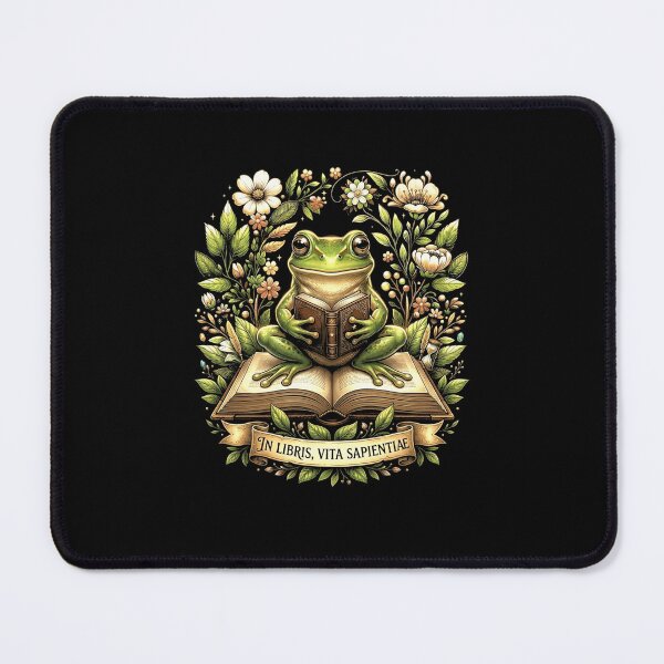 Item preview, Cottagecore Frog Reading Book Botanical Fantasy Art designed and sold by MiALopezArt.