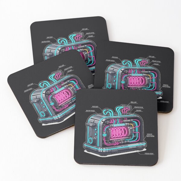 Item preview, Cyberpunk Industrial Toaster Technical Schematic Art designed and sold by MarVan-Prints.