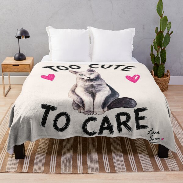 Item preview, TOO CUTE TO CARE | Cat Portrait Design | Funny Retro Pet Aesthetic designed and sold by BlueberrySwan.