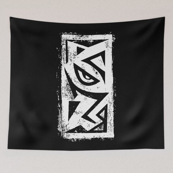 Item preview, White Tribal Animal Eye in Linocut designed and sold by SO-CHAOS.