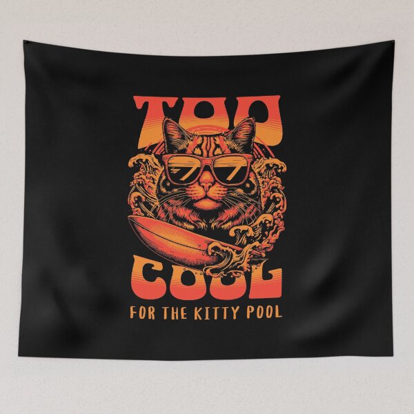 Item preview, Too Cool for the Kitty Pool Retro Surf Cat Summer Design designed and sold by Sachie's Studio.