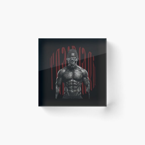 Item preview, TrainHard Dark Skull Warrior – What About You? Fitness Artwork designed and sold by TrainHardCo.