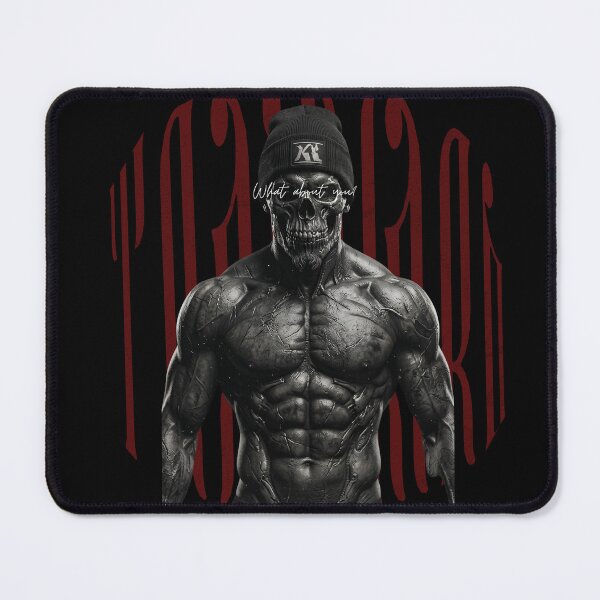Item preview, TrainHard Dark Skull Warrior – What About You? Fitness Artwork designed and sold by TrainHardCo.