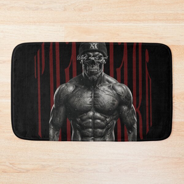 Item preview, TrainHard Dark Skull Warrior – What About You? Fitness Artwork designed and sold by TrainHardCo.