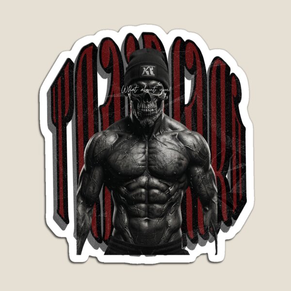 Item preview, TrainHard Dark Skull Warrior – What About You? Fitness Artwork designed and sold by TrainHardCo.