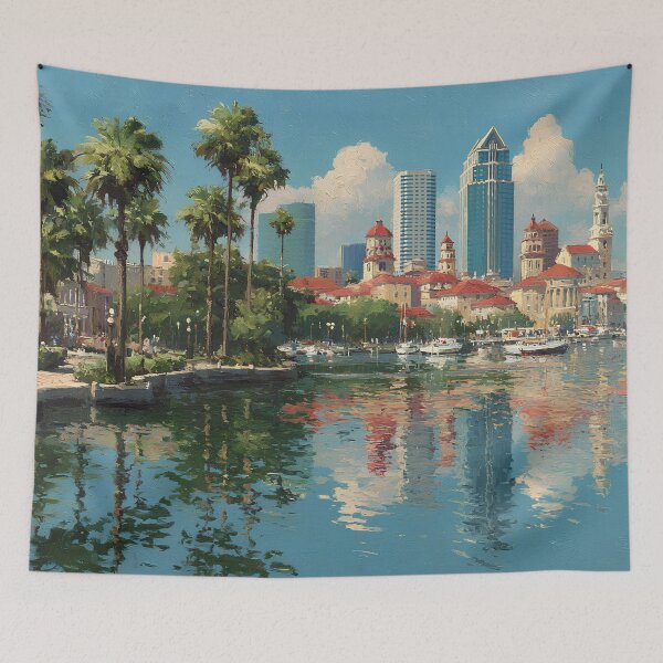 Item preview, Tampa Florida Skyline Waterfront Art Print designed and sold by daila70.