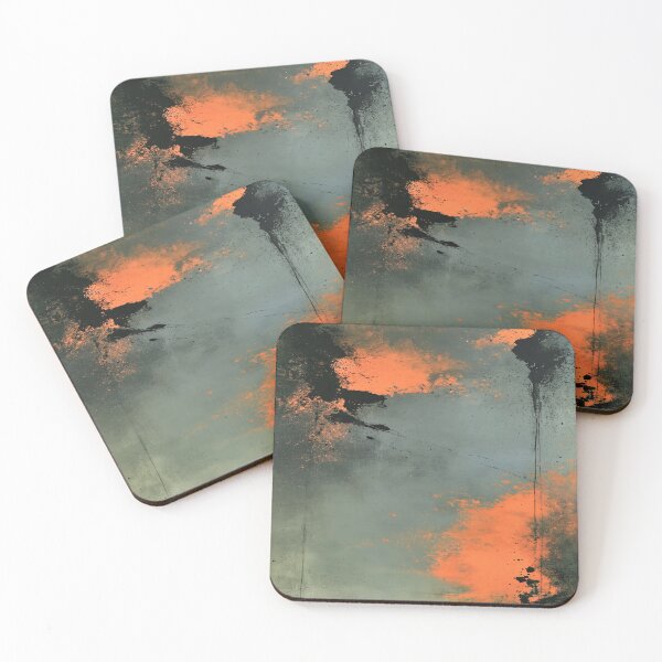 Item preview, Moody Teal & Ember Abstract No.3 | Textured Art designed and sold by SlowRegardArt.
