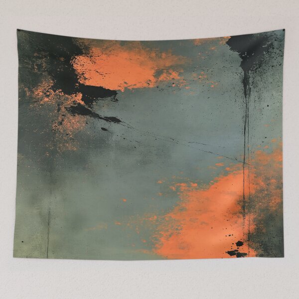 Item preview, Moody Teal & Ember Abstract No.3 | Textured Art designed and sold by SlowRegardArt.