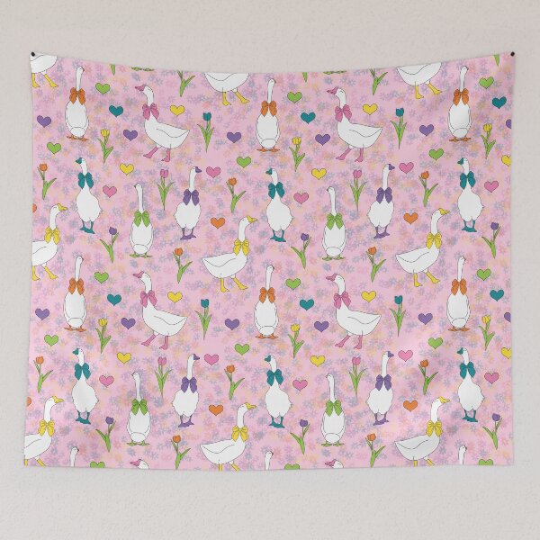 Item preview, Pink Pastel Goose Pattern | Coquette Cottagecore Geese & Tulips Floral Design designed and sold by HaileesHollow.