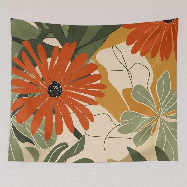 Item preview, Boho Tropical Red Flower Botanical Illustration – Earthy Floral Art Print designed and sold by Oraibi.