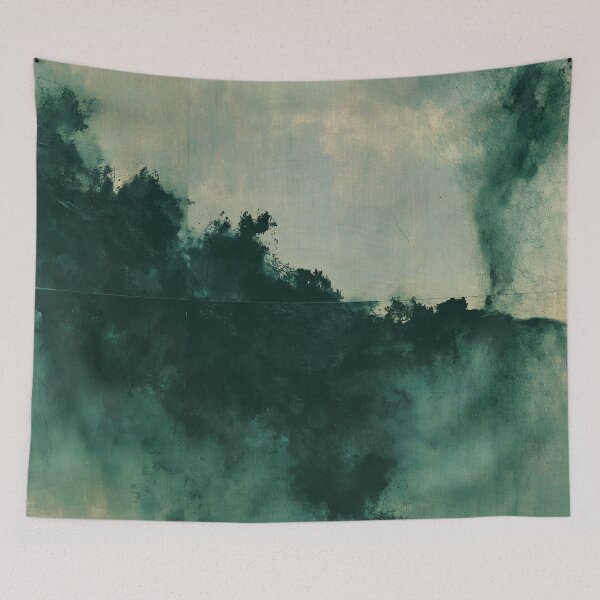 Item preview, Moody Teal Landscape Abstract No.4 | Textured Art designed and sold by SlowRegardArt.