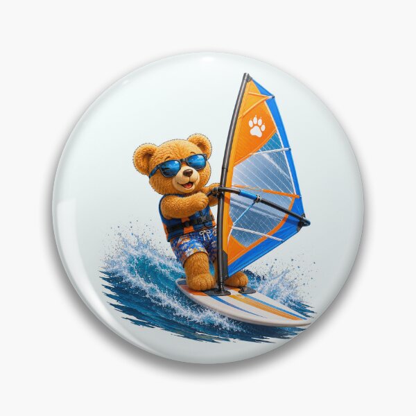 Item preview, Cute Teddy Bear Windsurfing on Vibrant Waves Shapes Mania designed and sold by Shapes-Mania.