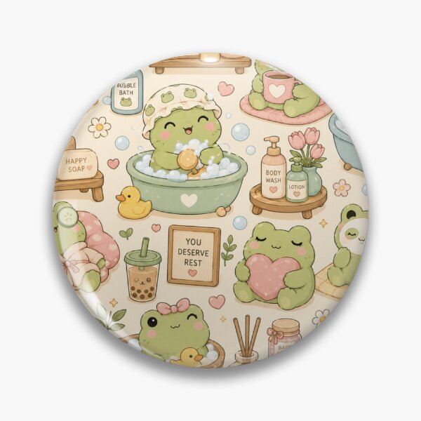 Item preview, Cozy Frog Bath Time Kawaii Pattern designed and sold by Soft Berry Studio.