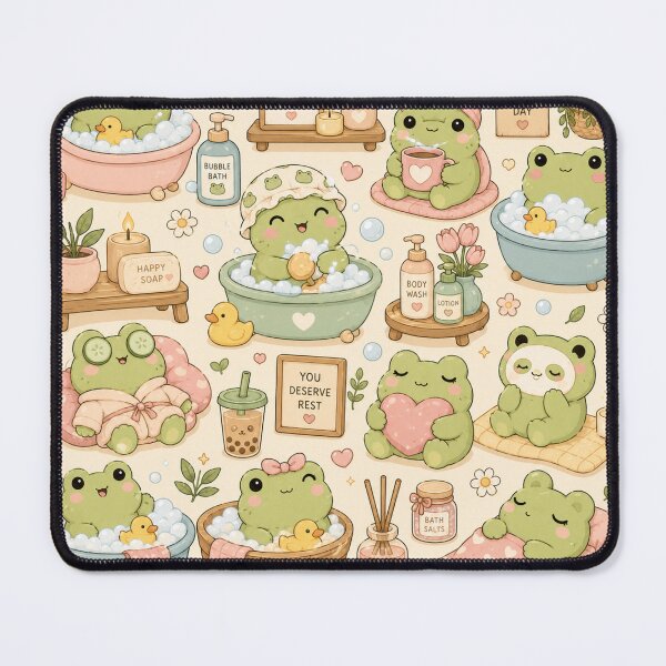 Item preview, Cozy Frog Bath Time Kawaii Pattern designed and sold by Soft Berry Studio.