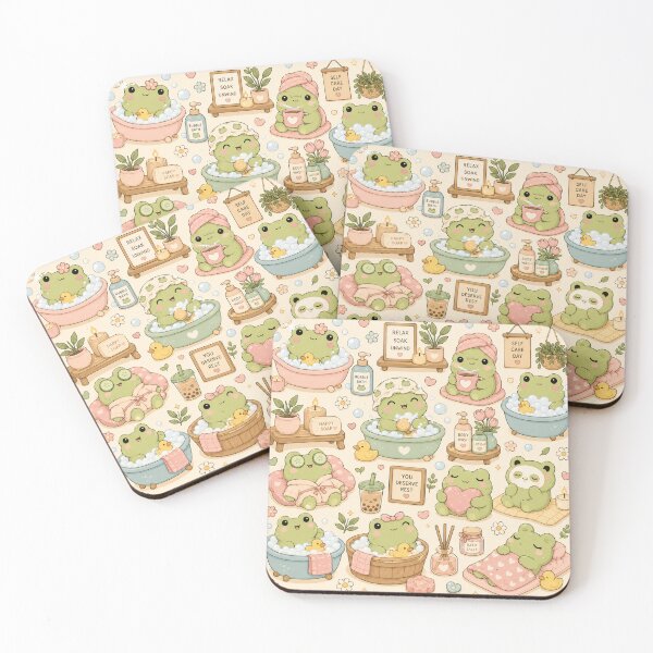 Item preview, Cozy Frog Bath Time Kawaii Pattern designed and sold by Soft Berry Studio.