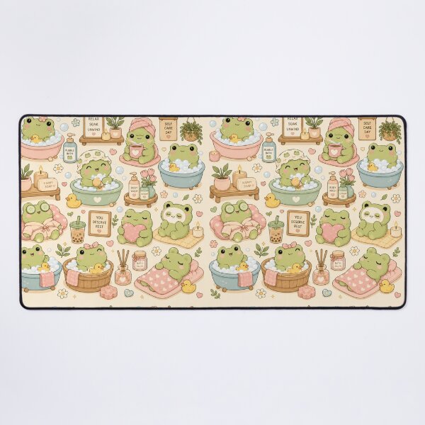 Item preview, Cozy Frog Bath Time Kawaii Pattern designed and sold by Soft Berry Studio.