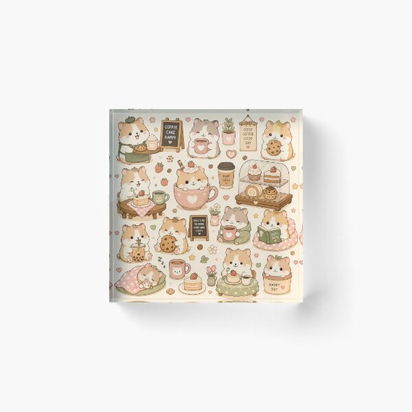 Item preview, Sleepy Hamster Cafe Club Kawaii Pattern designed and sold by Soft Berry Studio.