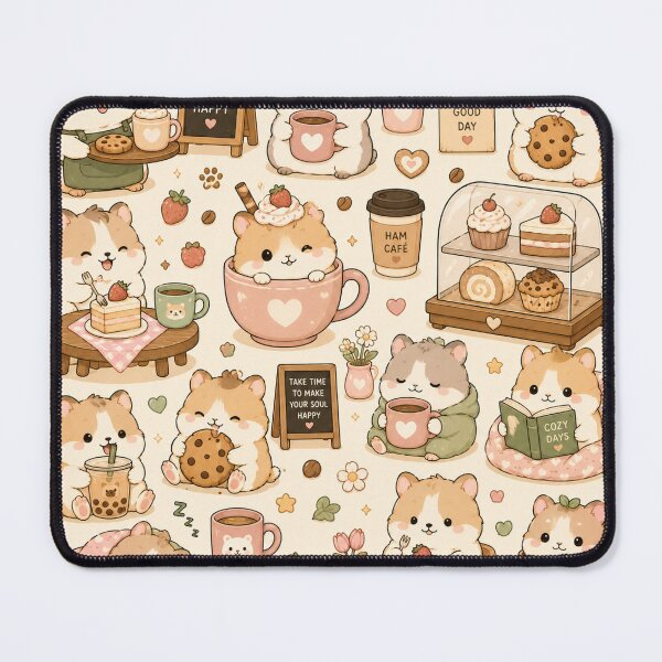 Item preview, Sleepy Hamster Cafe Club Kawaii Pattern designed and sold by Soft Berry Studio.