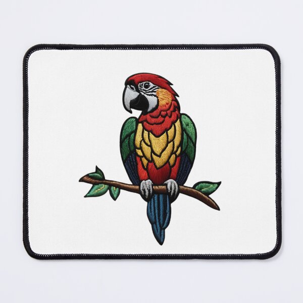 Item preview, Embroidered Scarlet Macaw Parrot Stitch Effect designed and sold by aseelbrand.