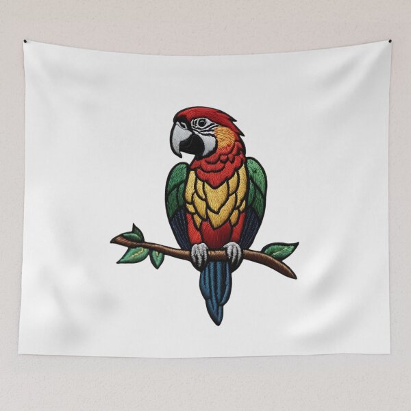 Item preview, Embroidered Scarlet Macaw Parrot Stitch Effect designed and sold by aseelbrand.