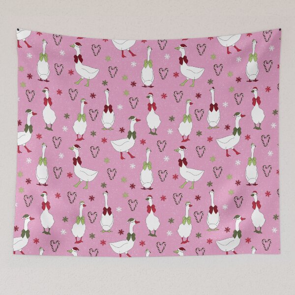 Item preview, Pink Christmas Goose Pattern | Coquette Holiday Geese & Candy Canes designed and sold by HaileesHollow.