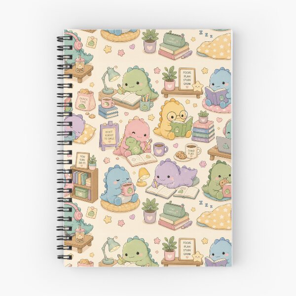 Item preview, Pastel Dino Study Room Kawaii Pattern designed and sold by Soft Berry Studio.
