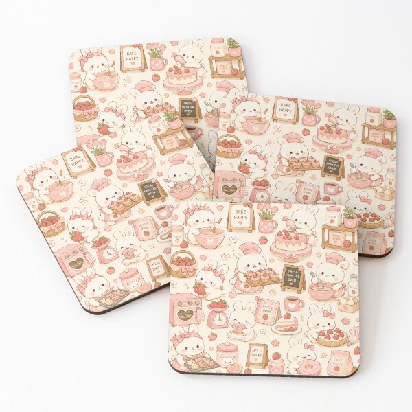Item preview, Bunny Strawberry Bakery Kawaii Pattern designed and sold by Soft Berry Studio.