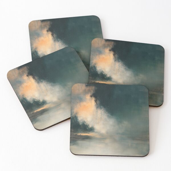 Item preview, Golden Light in Teal Darkness No.6 | Textured Abstract designed and sold by SlowRegardArt.
