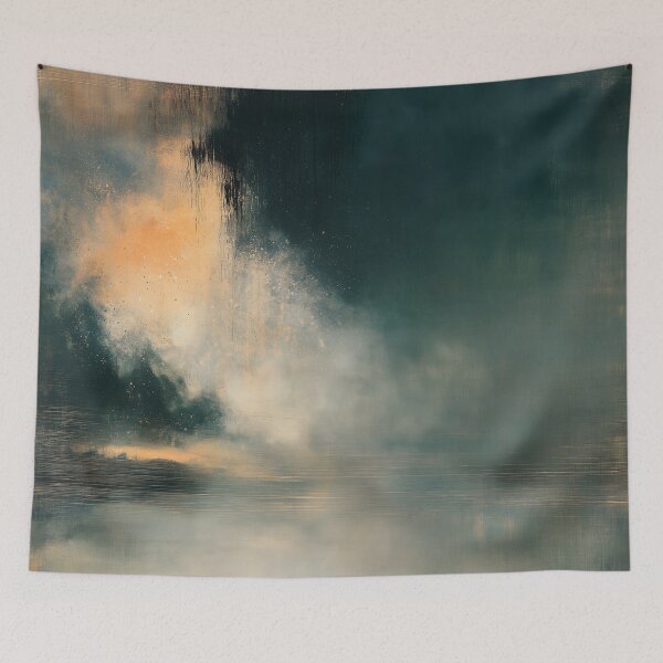 Item preview, Golden Light in Teal Darkness No.6 | Textured Abstract designed and sold by SlowRegardArt.