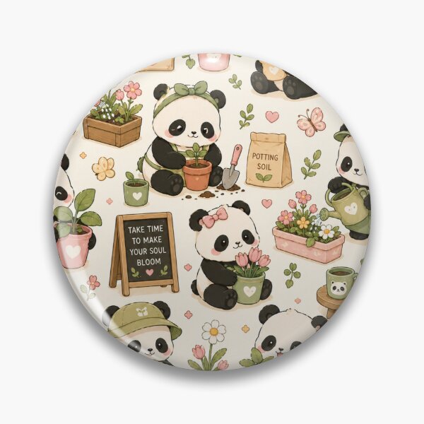 Item preview, Cozy Panda Gardening Day Kawaii Pattern designed and sold by Soft Berry Studio.