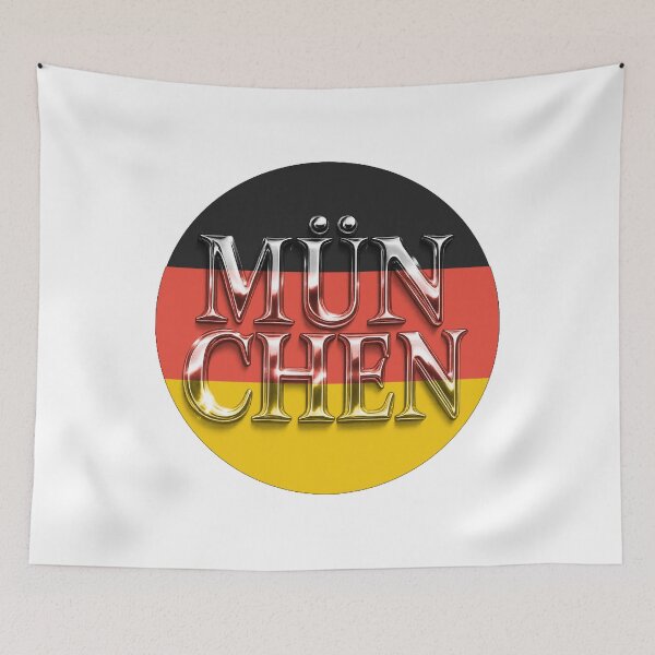 Item preview, Munchen Germany Chrome Lettering Flag Design, Glossy Bavarian City Aesthetic designed and sold by SeriouslyArtistical.