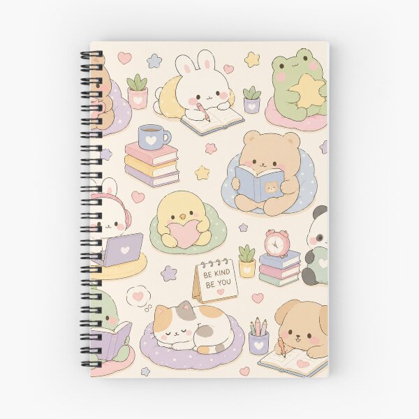Item preview, Cozy Kawaii Friends Pastel Pattern designed and sold by Soft Berry Studio.