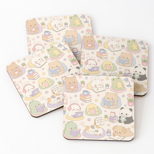 Item preview, Cozy Kawaii Friends Pastel Pattern designed and sold by Soft Berry Studio.