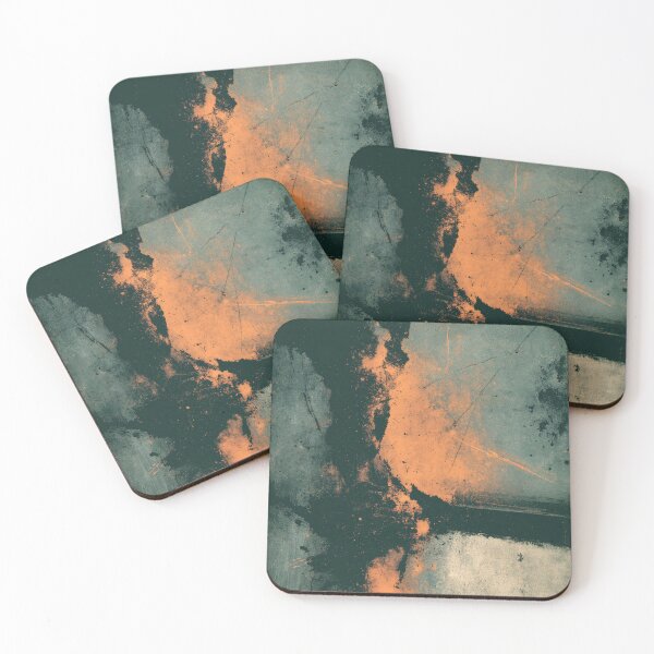 Item preview, Intense Teal & Burnt Orange Abstract No.7 | Textured Art designed and sold by SlowRegardArt.
