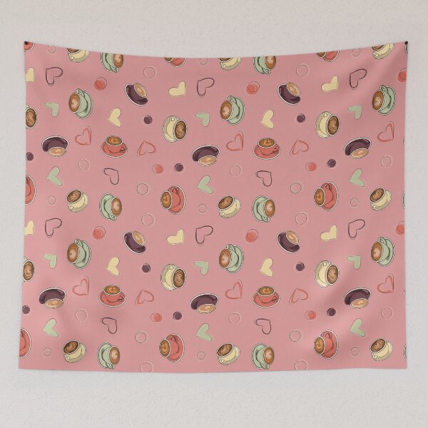 Item preview, Pink Coffee Lover Pattern | Cozy Latte Hearts Café Aesthetic Design designed and sold by HaileesHollow.