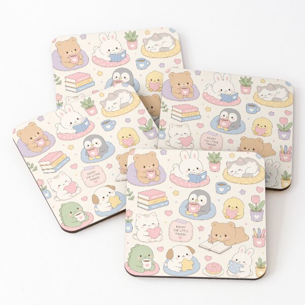 Item preview, Simple Pastel Kawaii Friends Pattern designed and sold by Soft Berry Studio.