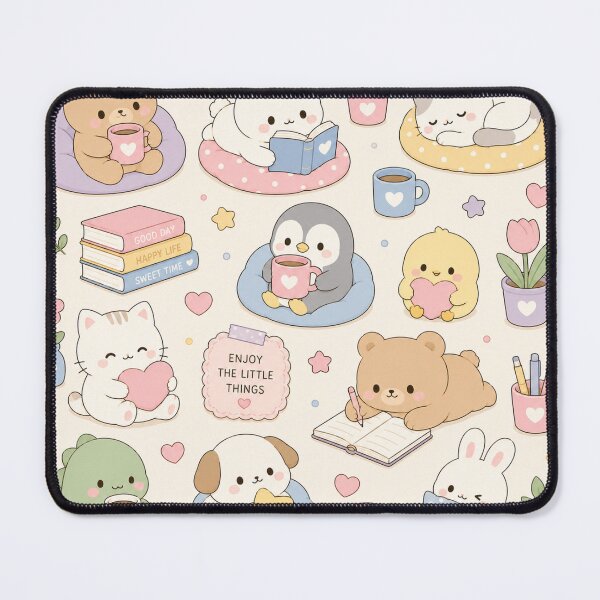 Item preview, Simple Pastel Kawaii Friends Pattern designed and sold by Soft Berry Studio.