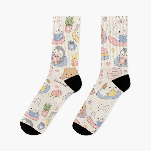 Item preview, Simple Pastel Kawaii Friends Pattern designed and sold by Soft Berry Studio.